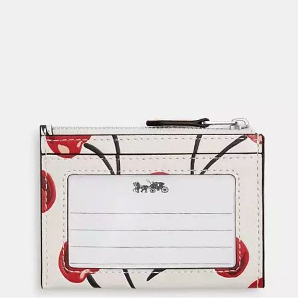 Coach Mini Skinny Id Case With Cherry Print Bag Wallet Purse - Picture 9 of 10
